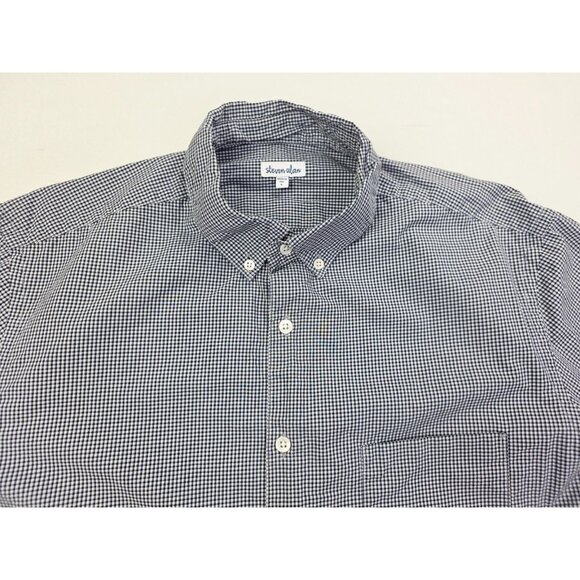 Steven Alan Size Large Mens Blue Whte Check Mens Button Down Shirt USA Made - Picture 10 of 10